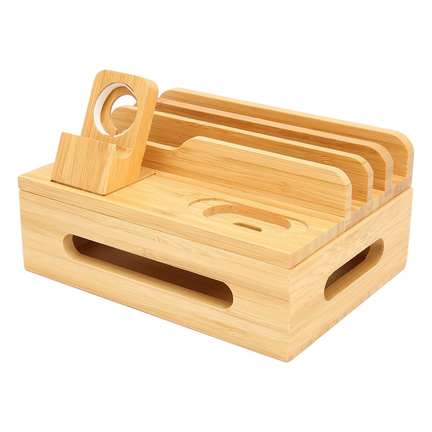 Bamboo Multi Device Charging Station Bamboo Multi Devices Charging Station Charging Dock Stand Rack for Phone Tablet Watch