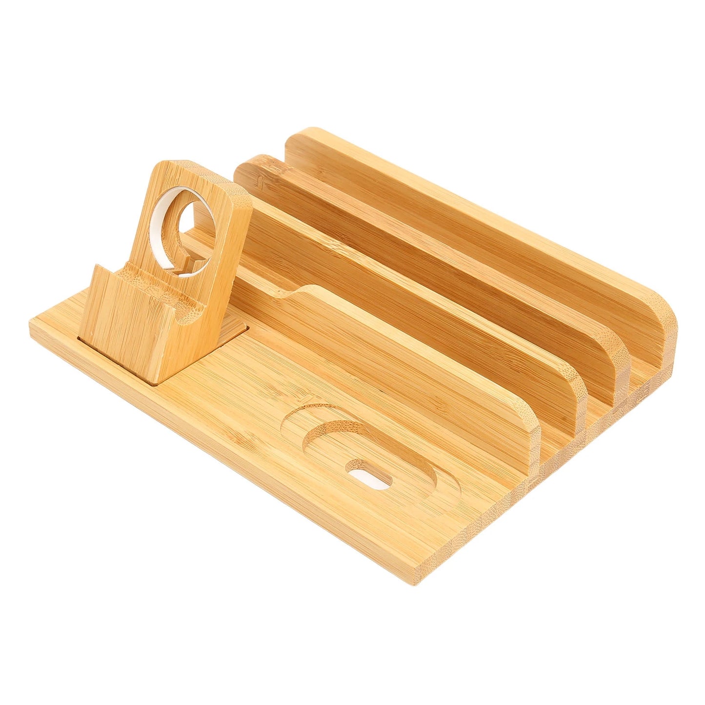 Bamboo Multi Device Charging Station Bamboo Multi Devices Charging Station Charging Dock Stand Rack for Phone Tablet Watch