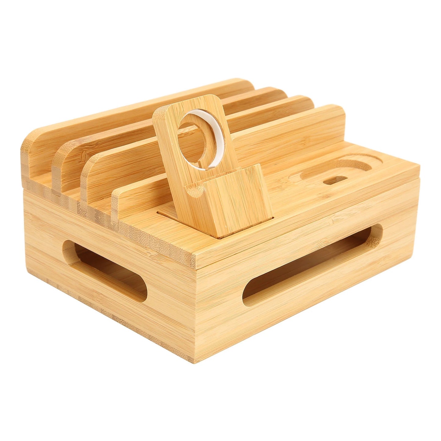 Bamboo Multi Device Charging Station Bamboo Multi Devices Charging Station Charging Dock Stand Rack for Phone Tablet Watch