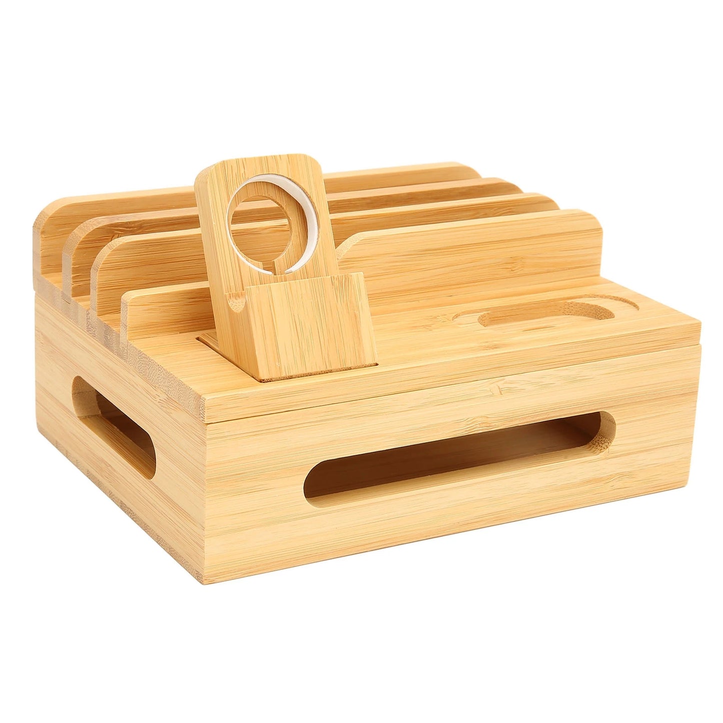 Bamboo Multi Device Charging Station Bamboo Multi Devices Charging Station Charging Dock Stand Rack for Phone Tablet Watch