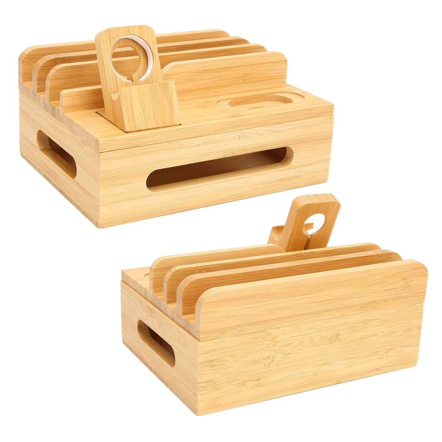 Bamboo Multi Device Charging Station Bamboo Multi Devices Charging Station Charging Dock Stand Rack for Phone Tablet Watch