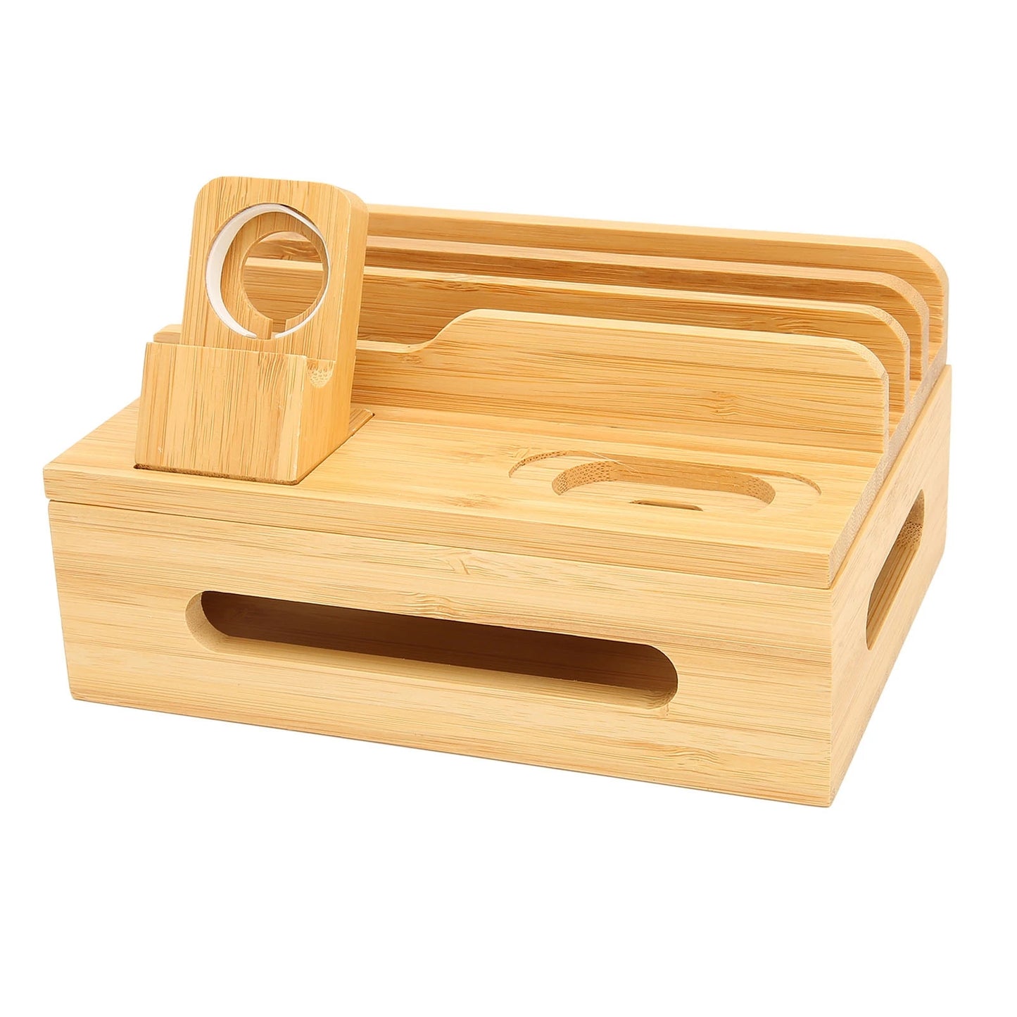 Bamboo Multi Device Charging Station Bamboo Multi Devices Charging Station Charging Dock Stand Rack for Phone Tablet Watch
