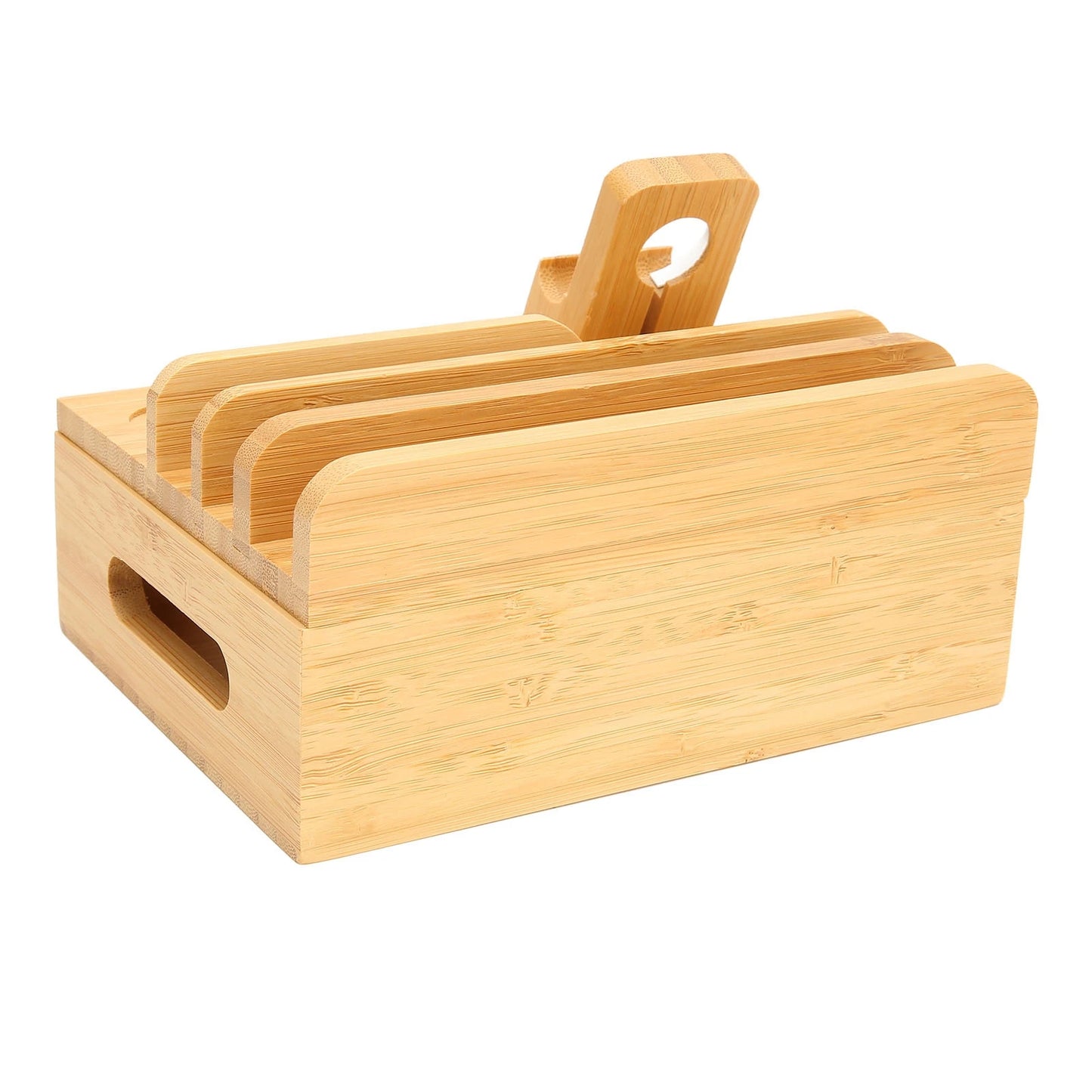 Bamboo Multi Device Charging Station Bamboo Multi Devices Charging Station Charging Dock Stand Rack for Phone Tablet Watch